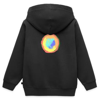 Regenbogen - Kinder Premium Organic Zip Hoodie - Schwarz - Hinten - AI Model Kid Male (0cm)