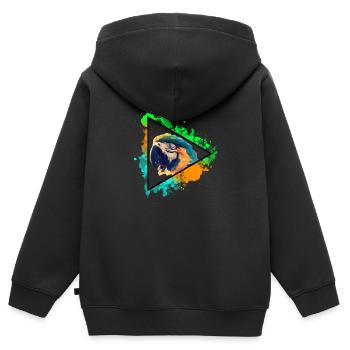 Papagei Parrot Vogel Bird Watercolor Wasserfarben - Kinder Premium Organic Zip Hoodie - Schwarz - Hinten - AI Model Kid Male (0cm)