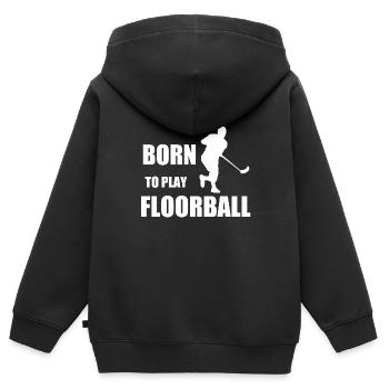 Unihockey - Kinder Premium Organic Zip Hoodie - Schwarz - Hinten - AI Model Kid Male (0cm)