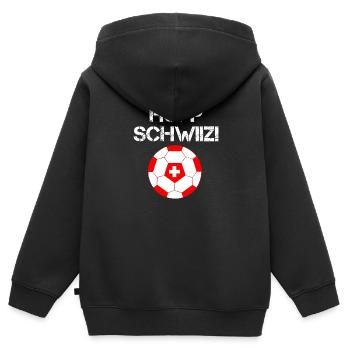 Hopp Schwiiz- Hopp Schweiz Fussball National Nati - Kinder Premium Organic Zip Hoodie - Schwarz - Hinten - AI Model Kid Male (0cm)