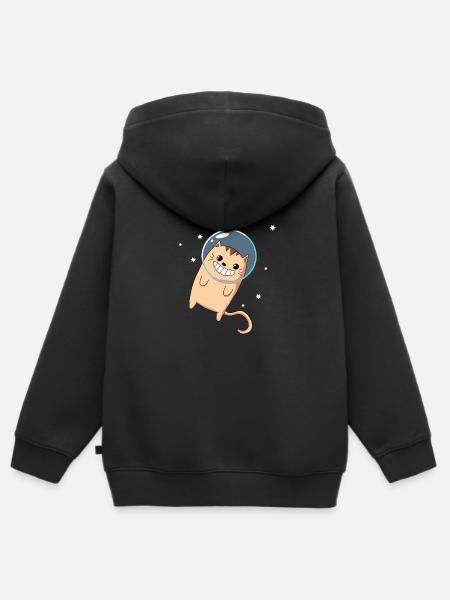 Cat - Outer Space - Kitten - Outer Space - Kids Premium Organic Zip-up Hoodie - black