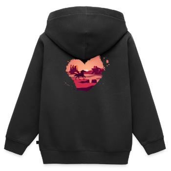 Pferd in den Rocky Mountains - Kinder Premium Organic Zip Hoodie - Schwarz - Hinten - AI Model Kid Male (0cm)