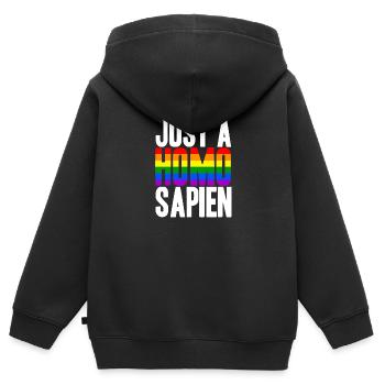 Just A Homo Sapien LGBT Geschenkidee - Kinder Premium Organic Zip Hoodie - Schwarz - Hinten - AI Model Kid Male (0cm)