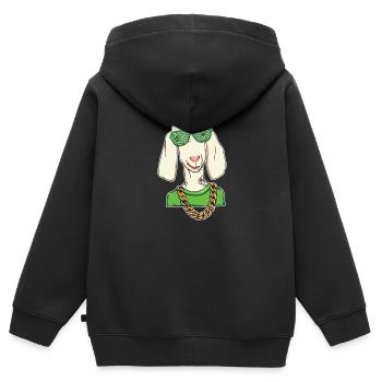 Ziegenhiphop - Ziege - HipHop - Kinder Premium Organic Zip Hoodie - Schwarz - Hinten - AI Model Kid Male (0cm)