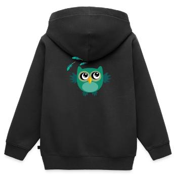 Suesse Eule - Kinder Premium Organic Zip Hoodie - Schwarz - Hinten - AI Model Kid Male (0cm)