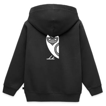 hibou - Sweat Premium à capuche zippé enfant bio - noir - Dos - AI Model Kid Male (0cm)