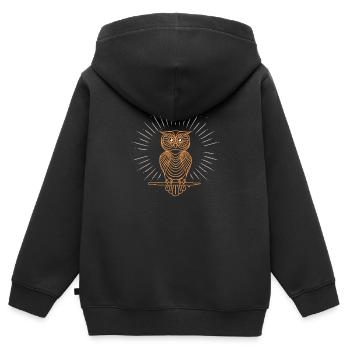 Gott-Eule - Kinder Premium Organic Zip Hoodie - Schwarz - Hinten - AI Model Kid Male (0cm)