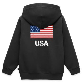 United States - Kids Premium Organic Zip-up Hoodie - black - Back - AI Model Kid Male (0cm)