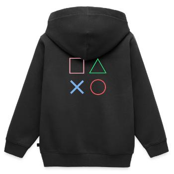 OG BUTTONS - Sweat Premium à capuche zippé enfant bio - noir - Dos - AI Model Kid Male (0cm)