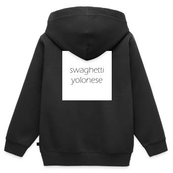 Swaghetti Yolonese! Weiß Karo Geschenk Idee - Kinder Premium Organic Zip Hoodie - Schwarz - Hinten - AI Model Kid Male (0cm)