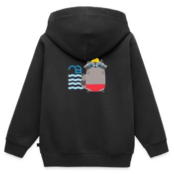 T-Shirt Schwimmer Waschbär - Kinder Premium Organic Zip Hoodie - Schwarz - Hinten - AI Model Kid Male (0cm)