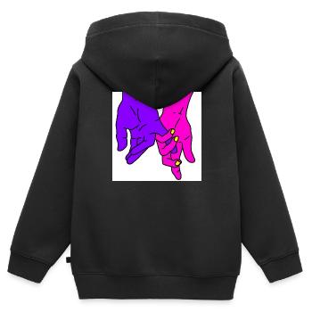 mains pourpres - Sweat Premium à capuche zippé enfant bio - noir - Dos - AI Model Kid Male (0cm)
