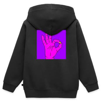 ok pourpre - Sweat Premium à capuche zippé enfant bio - noir - Dos - AI Model Kid Male (0cm)