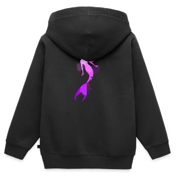 Sirène don mer natation créatures fabuleuses - Sweat Premium à capuche zippé enfant bio - noir - Dos - AI Model Kid Male (0cm)