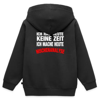 Nischenanalyse - Kinder Premium Organic Zip Hoodie - Schwarz - Hinten - AI Model Kid Male (0cm)