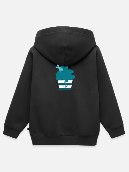Muffin Fisch - Kinder Premium Organic Zip Hoodie - Schwarz