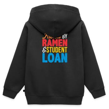 Fueled by ramen and student loan - Kids Premium Organic Zip-up Hoodie - black - Back - AI Model Kid Male (0cm)