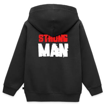 Strong Man Power Lifting Fitness Geschenke - Kinder Premium Organic Zip Hoodie - Schwarz - Hinten - AI Model Kid Male (0cm)