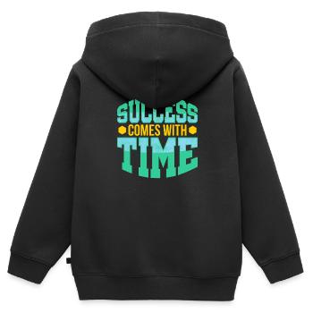 Success comes with time - Kids Premium Organic Zip-up Hoodie - black - Back - AI Model Kid Male (0cm)