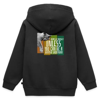 Britsch Shorthair Kätzchen Mieze Geschenk - Kinder Premium Organic Zip Hoodie - Schwarz - Hinten - AI Model Kid Male (0cm)