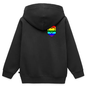 Coeur de poche poitrine LGTB Pride Gay - Sweat Premium à capuche zippé enfant bio - noir - Dos - AI Model Kid Male (0cm)