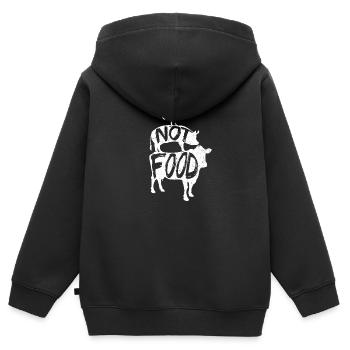 Vegan Veganer Veganerin - Kinder Premium Organic Zip Hoodie - Schwarz - Hinten - AI Model Kid Male (0cm)