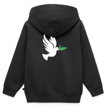 Frieden - Kinder Premium Organic Zip Hoodie - Schwarz - Hinten - AI Model Kid Male (0cm)