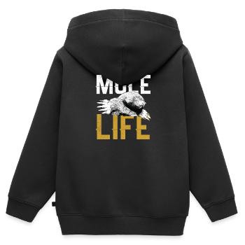 Maulwurf Leben - Kinder Premium Organic Zip Hoodie - Schwarz - Hinten - AI Model Kid Male (0cm)