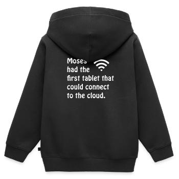 Moses had the first cloud - Sweat Premium à capuche zippé enfant bio - noir - Dos - AI Model Kid Male (0cm)