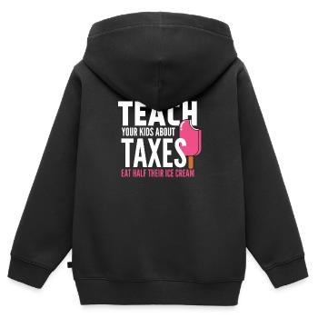Steuern - Eiscreme - Hälfte - Beibringen - Kinder Premium Organic Zip Hoodie - Schwarz - Hinten - AI Model Kid Male (0cm)