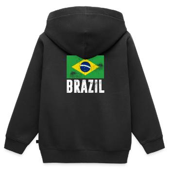 Brasilien Flagge brasilianische Flagge Vintage - Kinder Premium Organic Zip Hoodie - Schwarz - Hinten - AI Model Kid Male (0cm)