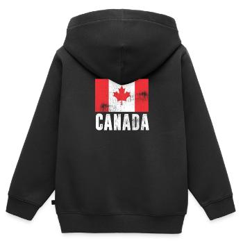 Drapeau du Canada Drapeau du Canada Vintage Retro - Sweat Premium à capuche zippé enfant bio - noir - Dos - AI Model Kid Male (0cm)