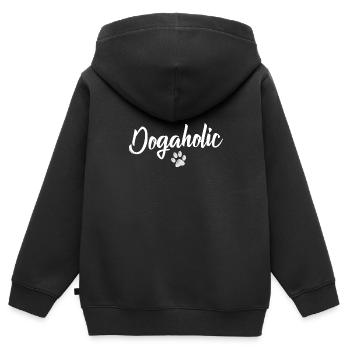 Dons de chiens - Sweat Premium à capuche zippé enfant bio - noir - Dos - AI Model Kid Male (0cm)