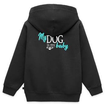 Chiens chiens - Sweat Premium à capuche zippé enfant bio - noir - Dos - AI Model Kid Male (0cm)