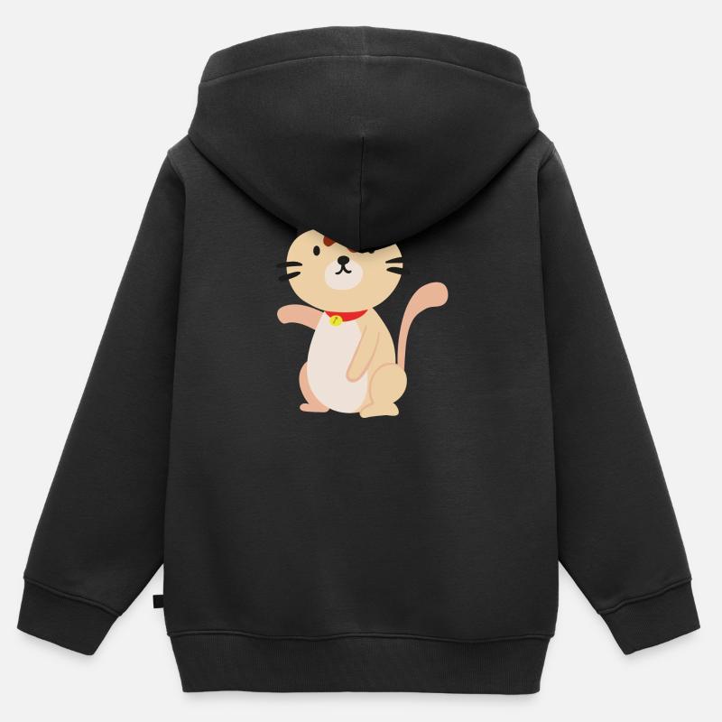 Chat chat - Sweat Premium à capuche zippé enfant bio - noir