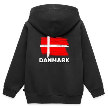 Le Danemark avec le drapeau national - Sweat Premium à capuche zippé enfant bio - noir - Dos - AI Model Kid Male (0cm)