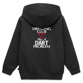 Our Drinking Club Has A dart Problem 01 - Kids Premium Organic Zip-up Hoodie - black - Back - AI Model Kid Male (0cm)
