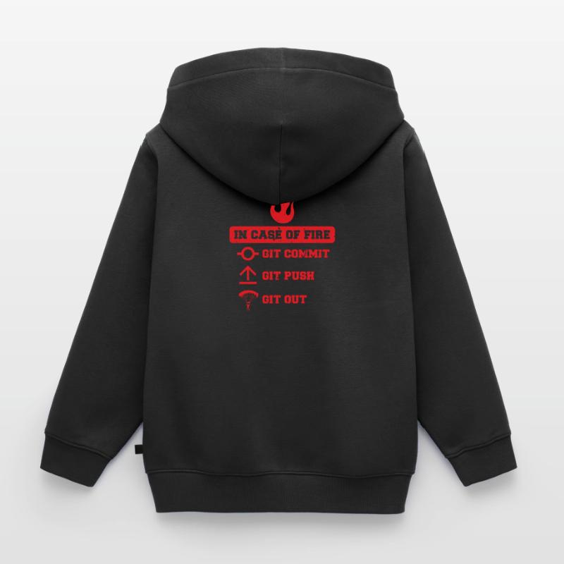 In case of fire: git commit, git push, git out Kids Premium Organic Zip-up Hoodie