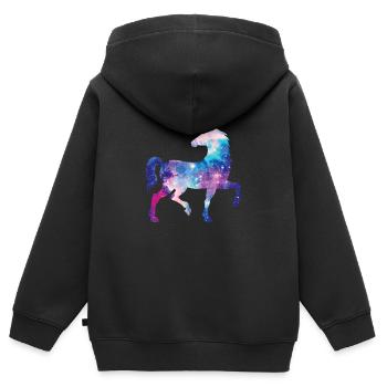 Galaxy licorne - Sweat Premium à capuche zippé enfant bio - noir - Dos - AI Model Kid Male (0cm)