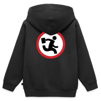 Nerd Herd Logo - Chuck - Kids Premium Organic Zip-up Hoodie - black - Back - AI Model Kid Male (0cm)