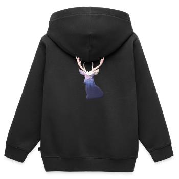 Cerf - Sweat Premium à capuche zippé enfant bio - noir - Dos - AI Model Kid Male (0cm)