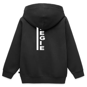 Regie senkrecht weiss - Kinder Premium Organic Zip Hoodie - Schwarz - Hinten - AI Model Kid Male (0cm)