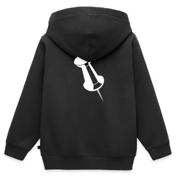Pin Pinnnadel Office aiguille - Sweat Premium à capuche zippé enfant bio - noir - Dos - AI Model Kid Male (0cm)