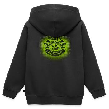Scary Halloween Party Kürbis Herbst Geschenkidee - Kinder Premium Organic Zip Hoodie - Schwarz - Hinten - AI Model Kid Male (0cm)