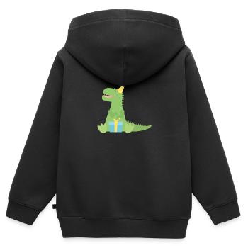 T Rex cadeau d’anniversaire - Sweat Premium à capuche zippé enfant bio - noir - Dos - AI Model Kid Male (0cm)
