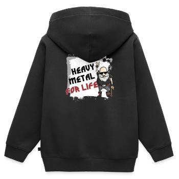Heavy Metal pour la vie - Sweat Premium à capuche zippé enfant bio - noir - Dos - AI Model Kid Male (0cm)