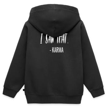 funny sayings saying karma sarcasm - Kids Premium Organic Zip-up Hoodie - black - Back - AI Model Kid Male (0cm)
