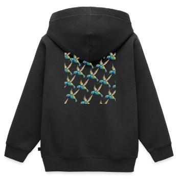 Humming Bird Pattern Lovers Design Cadeau - Sweat Premium à capuche zippé enfant bio - noir - Dos - AI Model Kid Male (0cm)