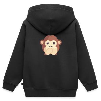 émoticône de singe mignon - Sweat Premium à capuche zippé enfant bio - noir - Dos - AI Model Kid Male (0cm)