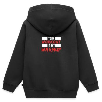 Workout - Kinder Premium Organic Zip Hoodie - Schwarz - Hinten - AI Model Kid Male (0cm)